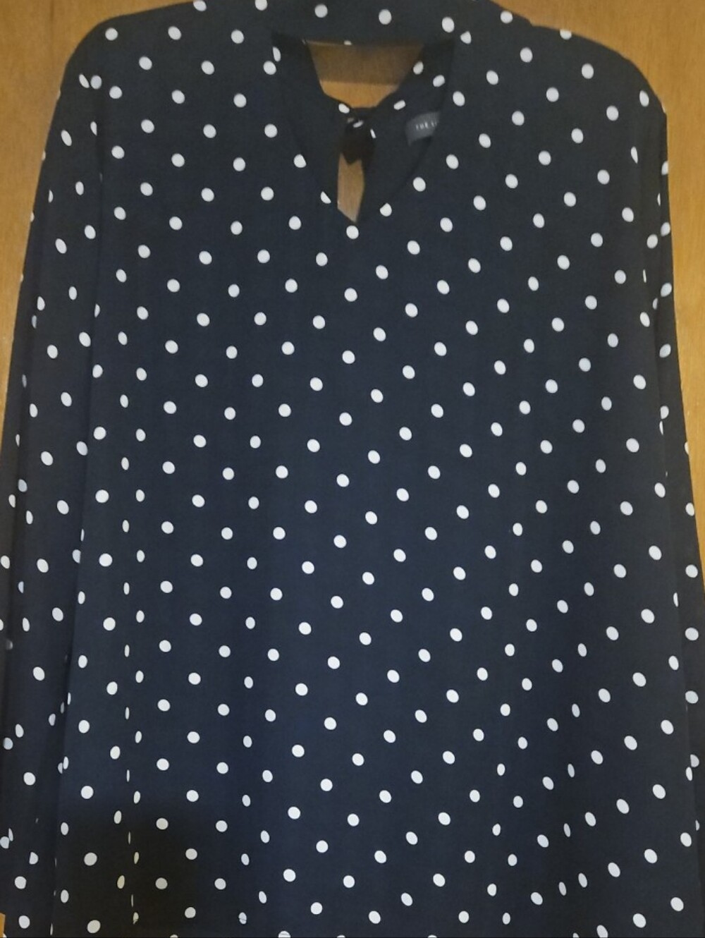 The Limited Blouse Womens Size XL Black White Polka Dots Keyhole Back